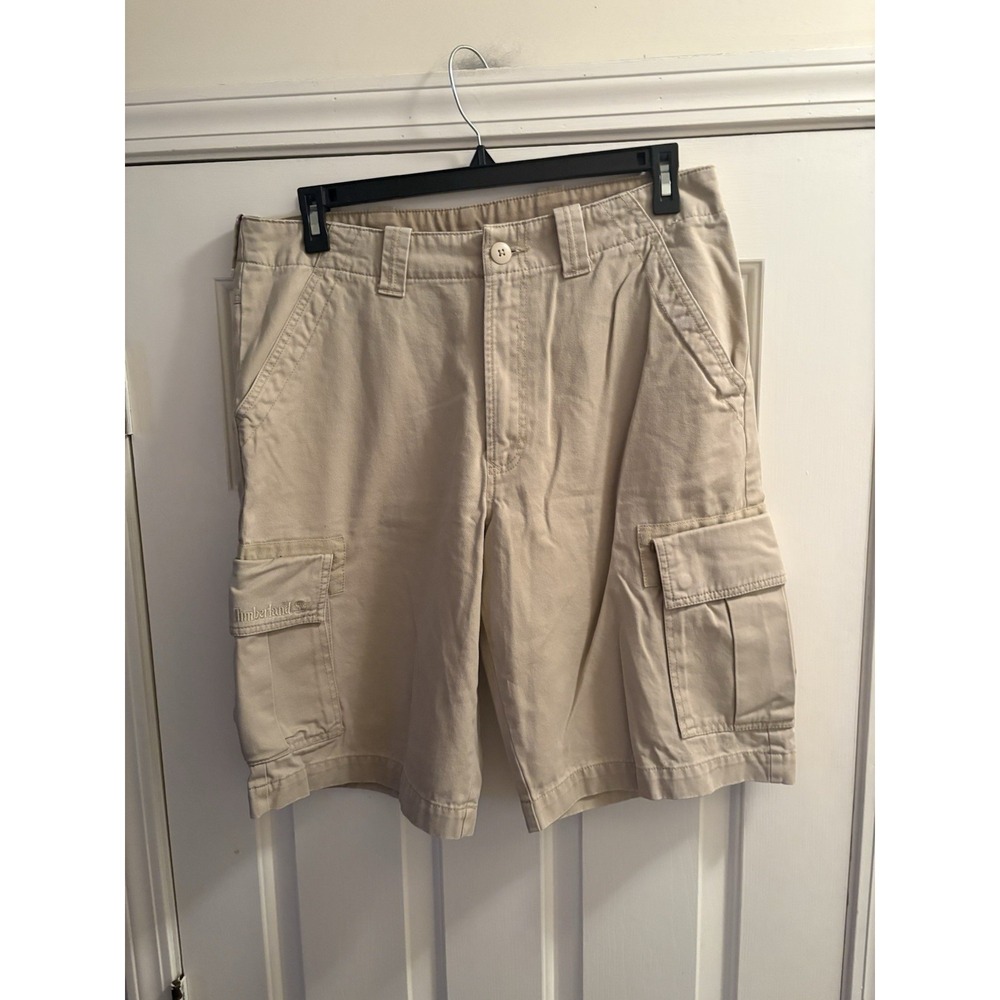 Vintage Timberland Cargo Shorts Mens 34 Khaki Tan Hiking 100% Cotton Y2K